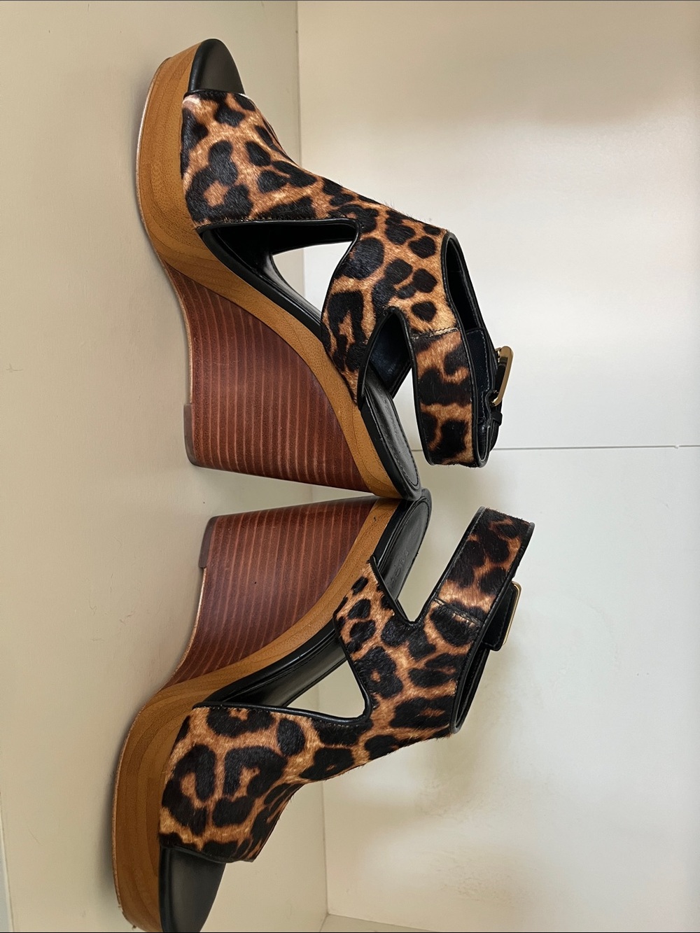 Michael Kors Leopard-Print Platform Sandals in Brown and Black - Picture 2 of 4